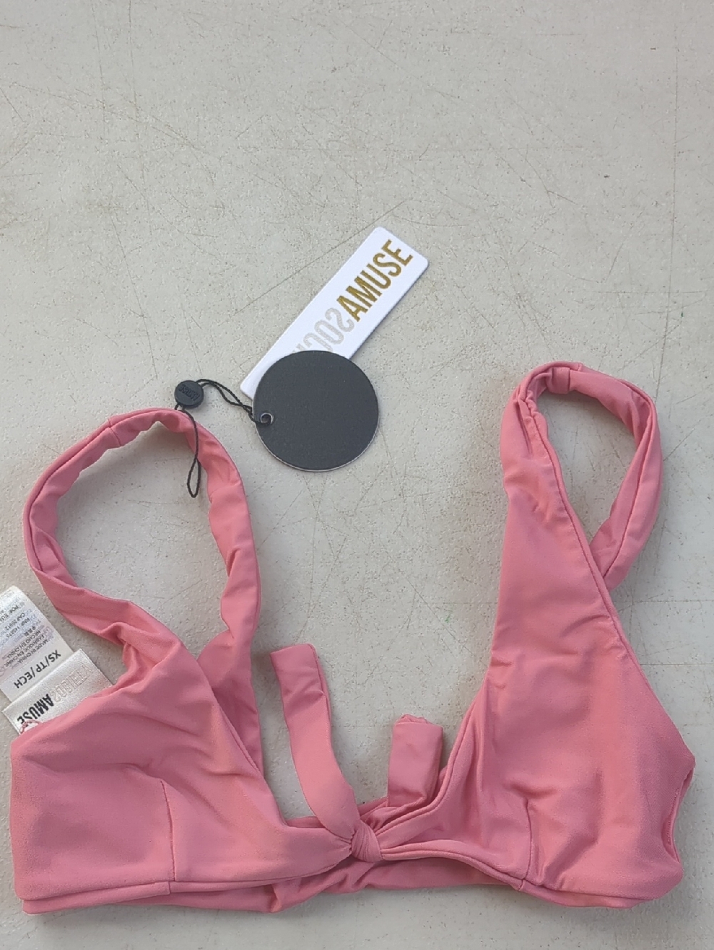 Amuse Society Pink Twist-Front Bikini Top